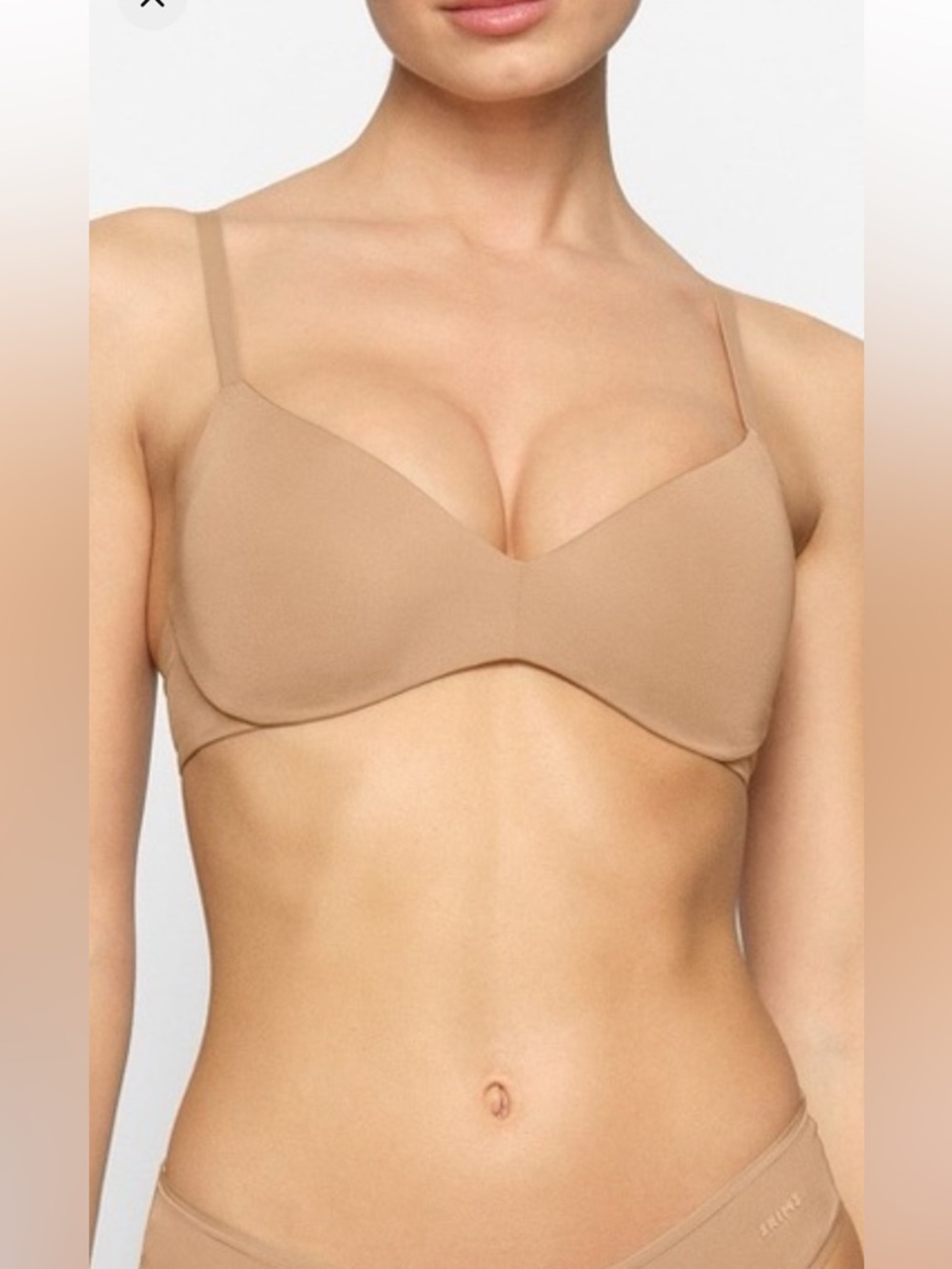 SKIMS Wireless Form Push Up Plunge Bra Ochre/Tan 36B NWT